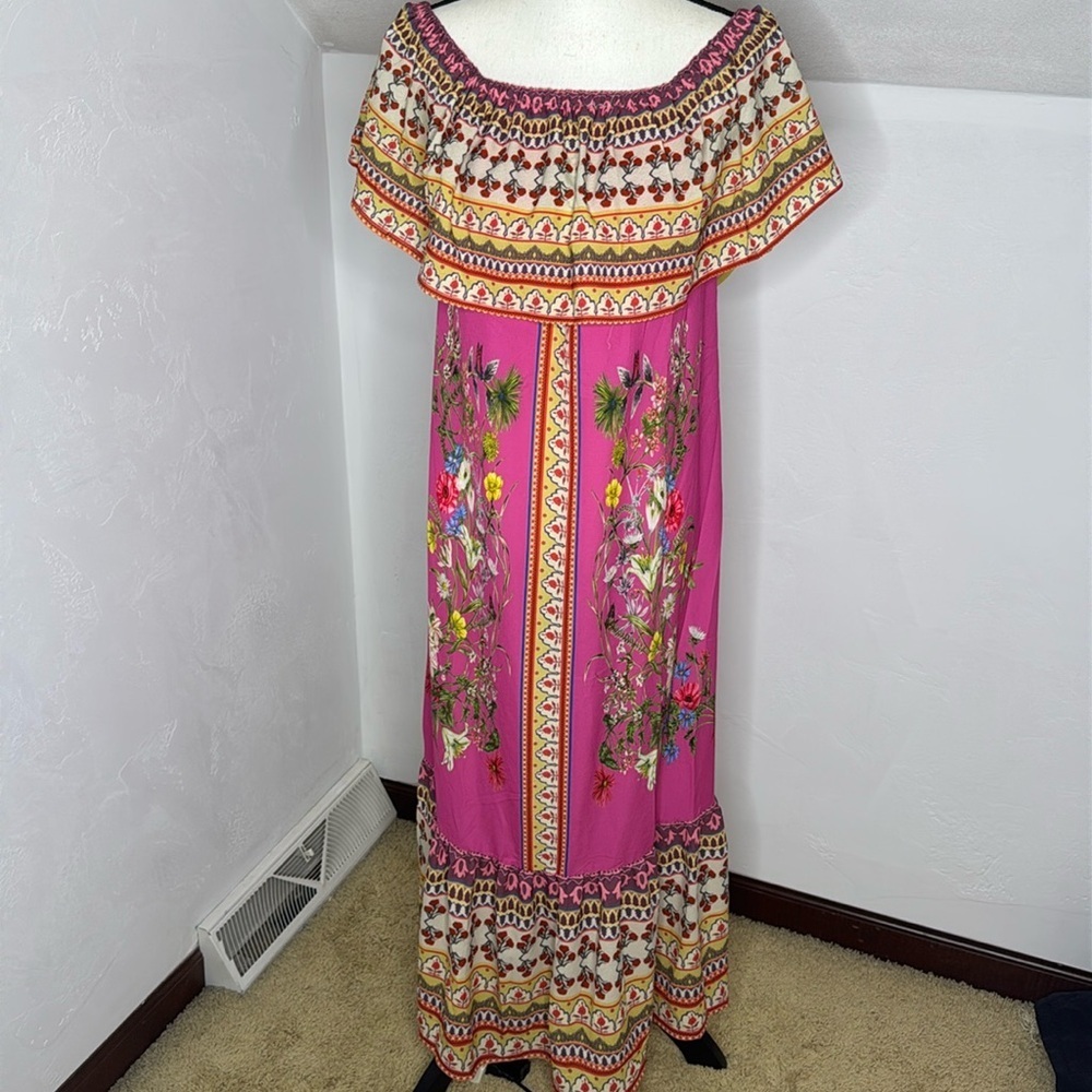 Umgee Pink Floral Printed Dress Size Small